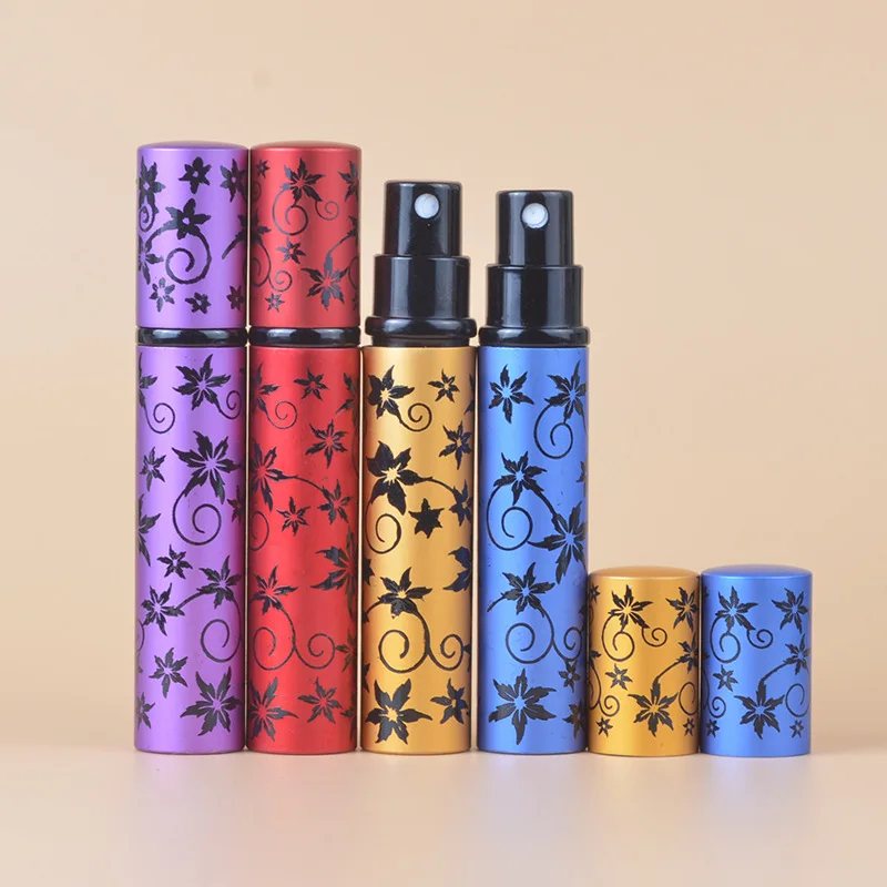 

30pcs/lot 8ML Maple Leaf Pattern Aluminum Glass Travel Perfume Bottles Cosmetic Containers Sample Pump Atomizer Spray Bottle