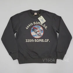 BOB DONG 444TH BOMB.SQ. Cartoon Patt Heavyweight Sweatshirt Men's Heavyweight Crewneck Pullover