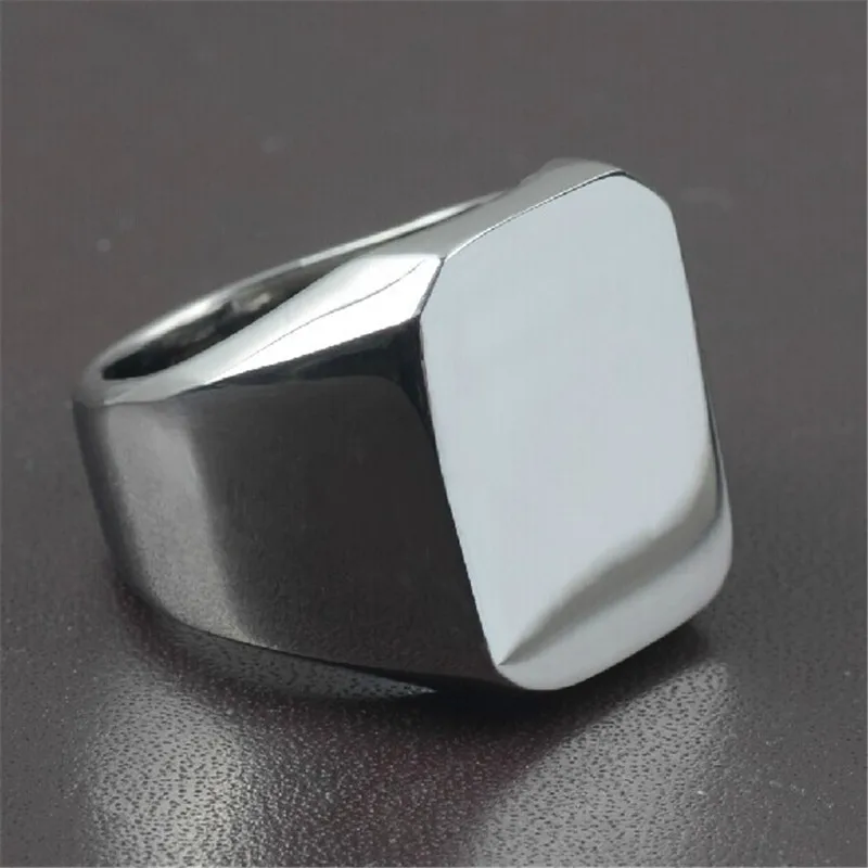 Fashion Men\'s  Polished Signet Solid 316L Stainless Steel Biker Ring Men\'s Jewelry