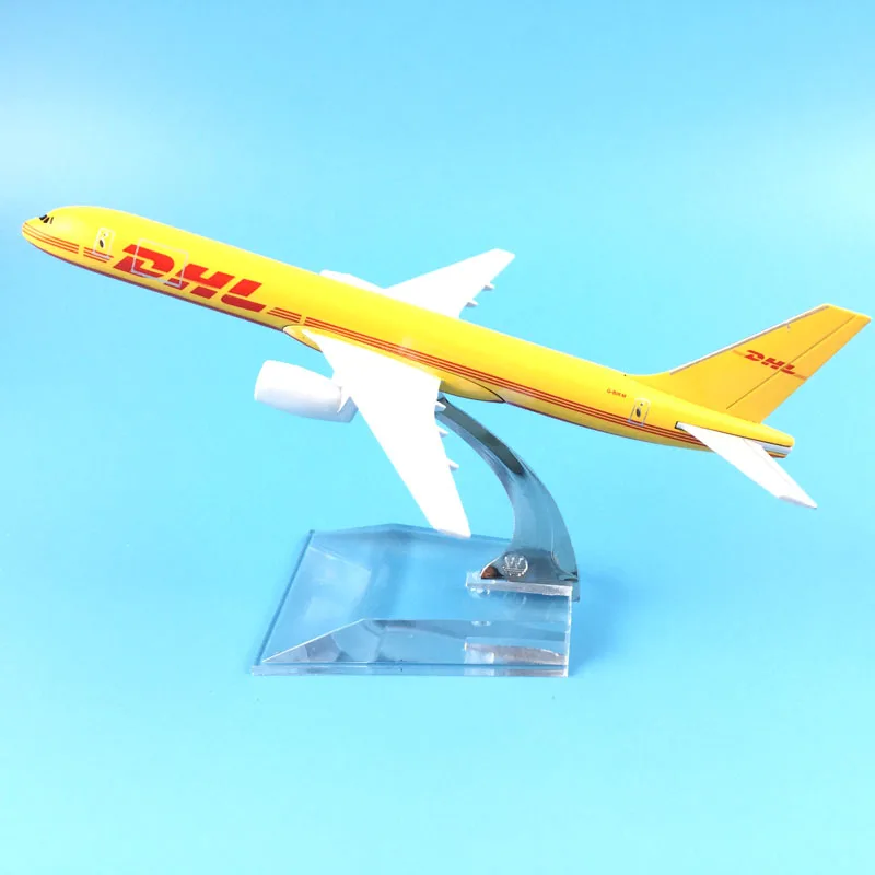 hot sell plane model Boeing 757 DHL cargo aircraft B757 16cm Alloy simulation airplane model for kids toys Christmas gift