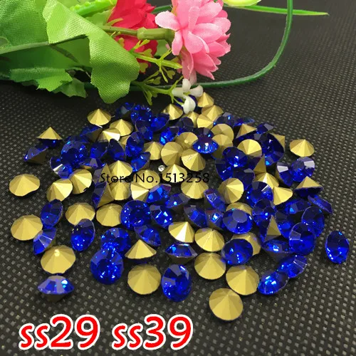 ss29 ss39 Cobalt Color Glass Chatons Pointback Crystal Stones For Jewelry ,Hair Accessory Making