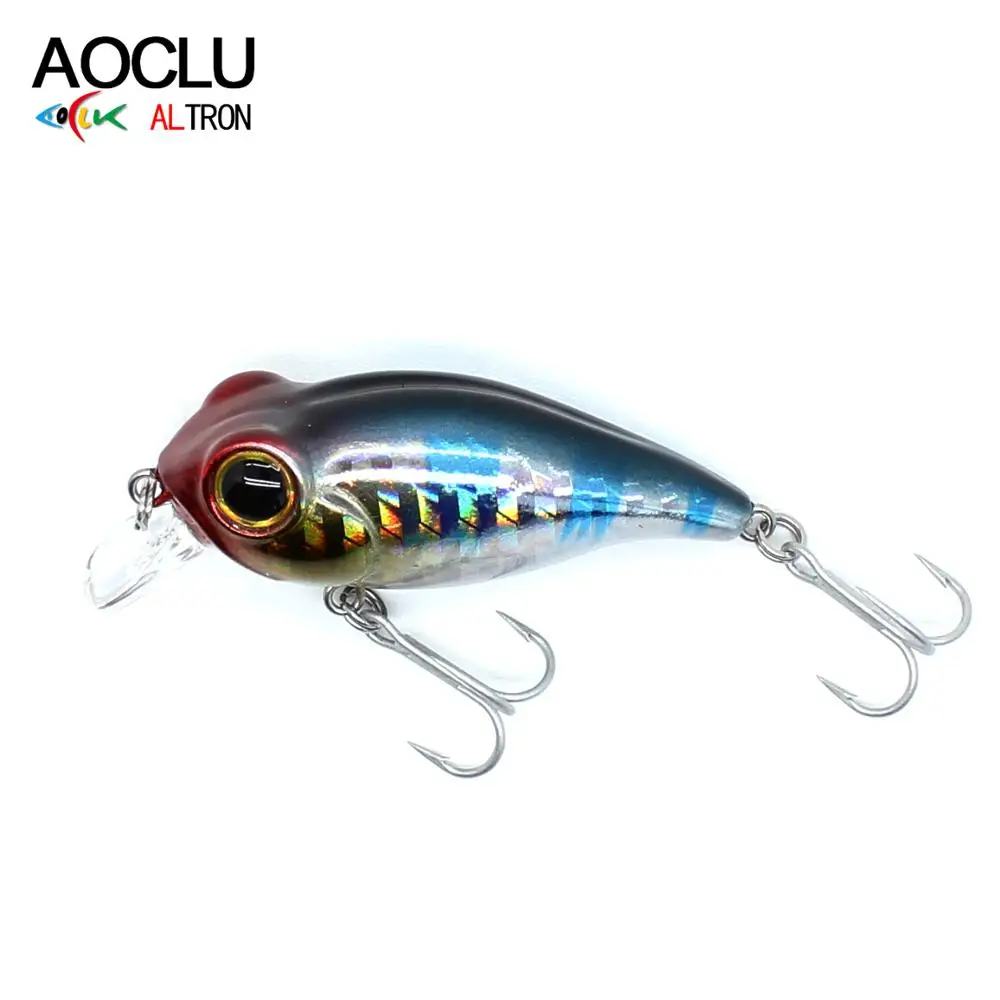 AOCLU-Floating Minnow Bait Crank, Moving Balls Rattle, Golden Fish Head, Bass Inshore VMC Hook, Deep Diving, 1.2m, 50mm, 5.7g