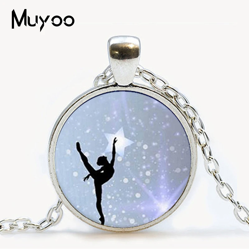 Wholesale Art Glass Pendant Dancing Ballerina Pendant Ballerina Glass Dome Pendant Girls Glass Cabochon Necklace