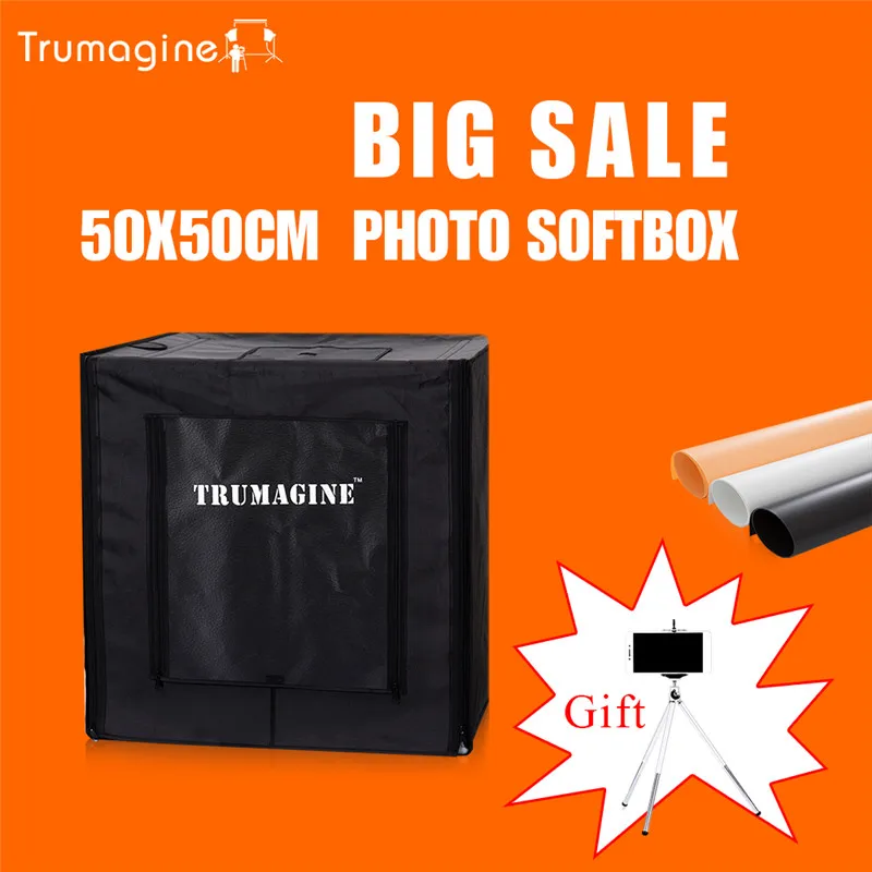 

50*50*50CM LED Photo Studio Soft Box Light Tent Photography Softbox Lightbox + Portable Bag +AC Adapter For Jewelry Toys