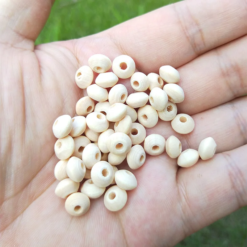 Wooden Flat Round Beads Loose Spacer Eco-Friendly Natural-Color Wood Beads for DIY Jewelry Making Accessories