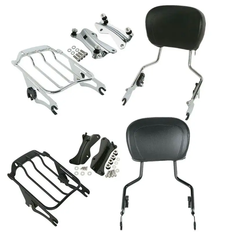 Motorcycle Sissy Bar Backrest Luggage Rack Docking Kit For Harley Touring Road King Street Glide FLHX 2014-2024