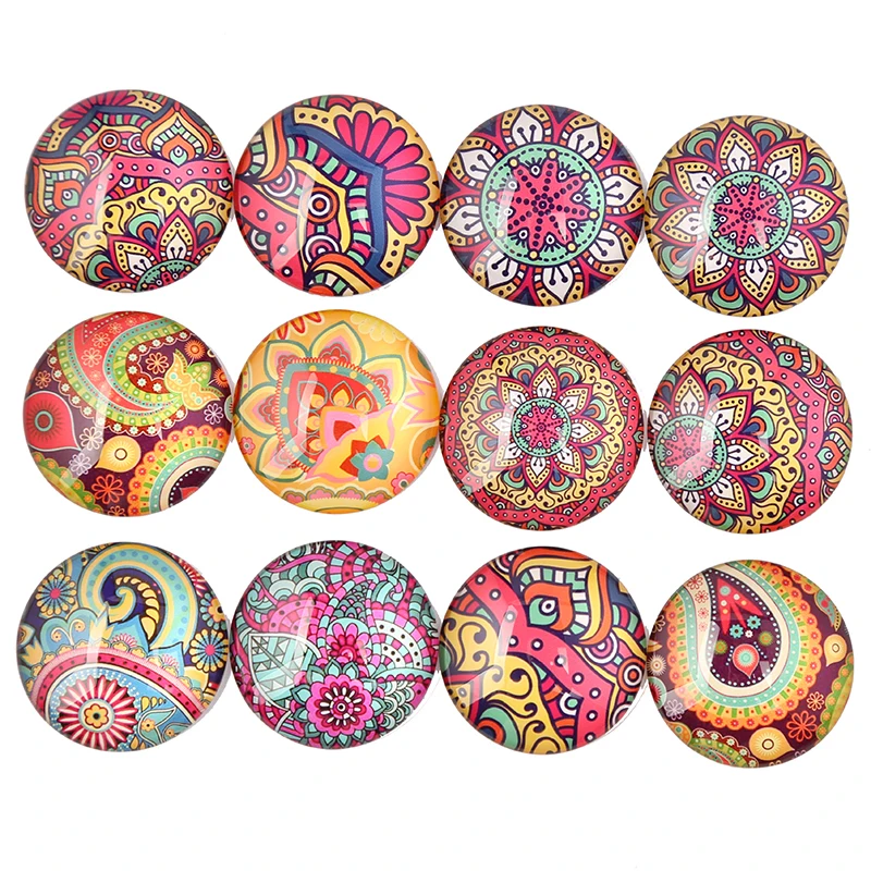 

reidgaller mix paisley flower photo round dome glass cabochons 16mm 12mm 20mm 25mm 30mm diy handmade jewelry findings