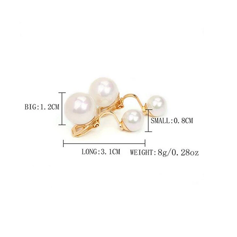 GRACE JUN Wholesale White Red Color Faux Pearl Clip on Earrings No Pierced for Women Charm Popular Gold/ Silver Plated Ear Clip