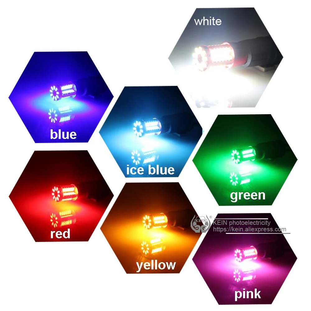 KEIN 2PCS H6W H21W BAY9S BA9S BAX9S T4W 57smd 3014 Led Car Clearance rear fog lamp Backup Reserve Bulb white yellow signal light