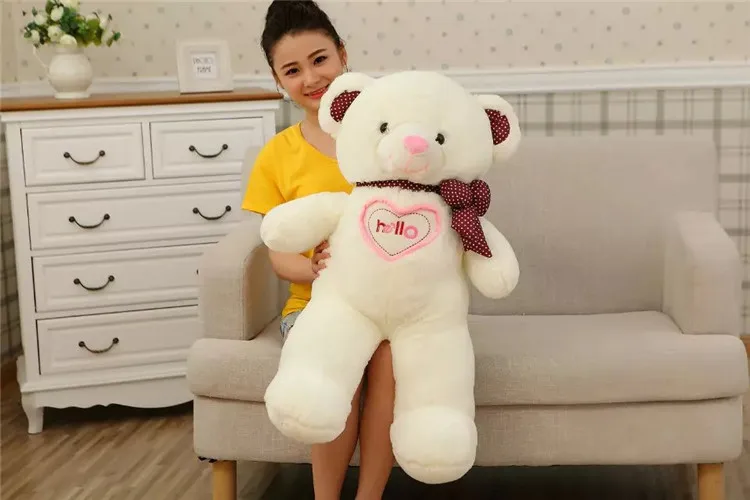 new arrival large 90cm white teddy bear hello bear soft doll throw pillow Christmas gift s2425