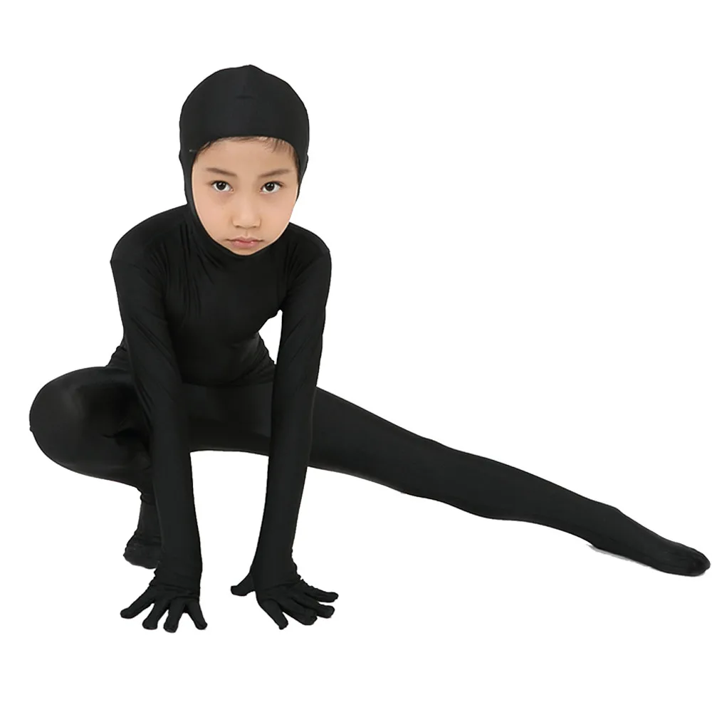 Dzieci Open Face Zentai body Spande Zentai Dancewear na zamek błyskawiczny dzieci strój do fitnessu kostiumy na Halloween