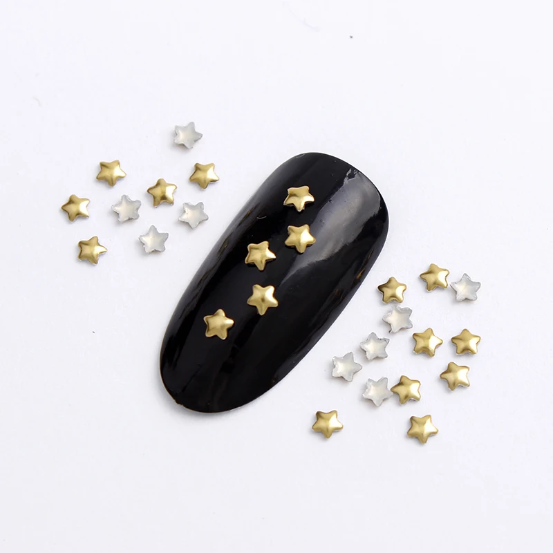 3mm/4mm/5mm Gold/Silver Five-pointed Star Hot Fix Nail Art Rivet Punk Rock Style For DIY Nail Art Decoration