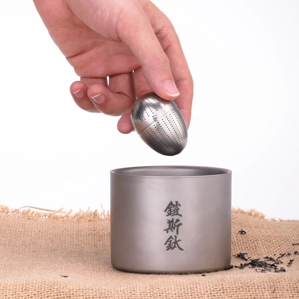 Keith Pure Titanium Creative Egg Shape Tea Strainer Scented Filter Hold Fitting Built In Teacup Mi3920