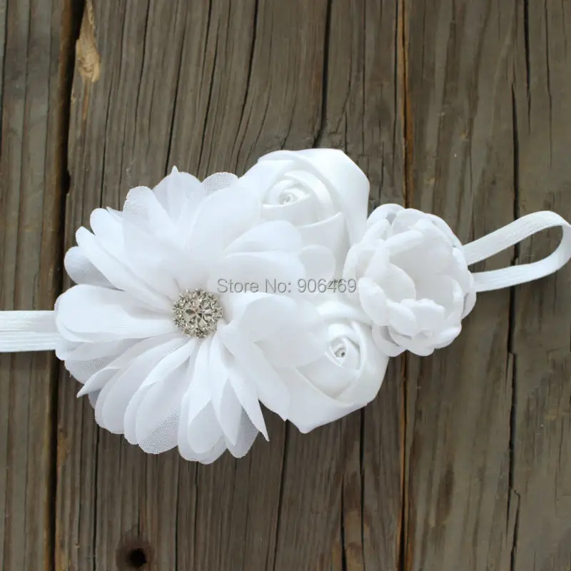 2016 Gril headband Burned Flower headband singed Satin Rose Flowers,kids skinny elastic headband 20color