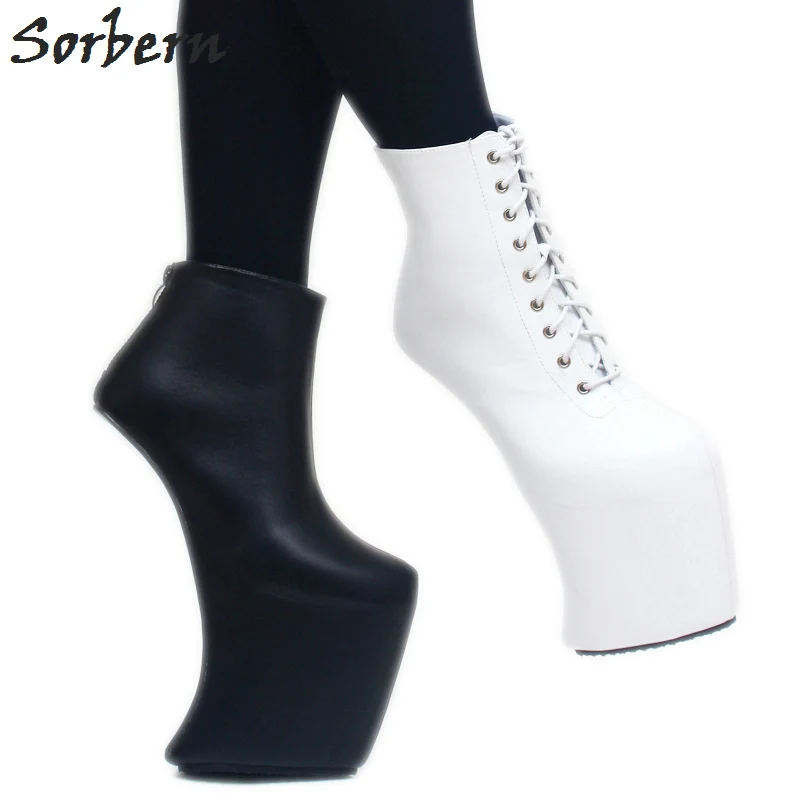 Sorbern Ankle Boots For Women Heelless Lady Gaga Shoes Unisex Heeled Booties Platform Drag Queen Shoes Thick Heels Crossdresser