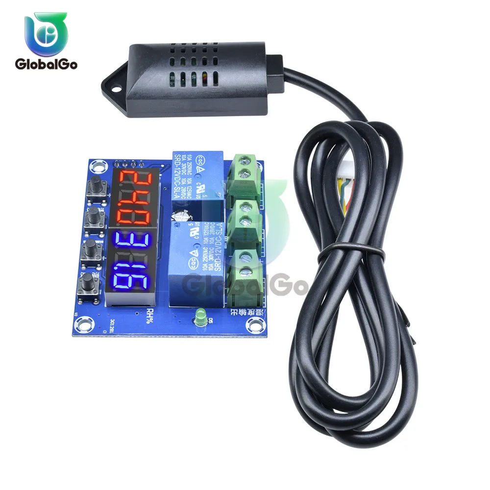 DC 12V Digital Display Dual Output Thermostat LED Temperature Humidity Controller Module Relay Thermometer Hygrometer M452