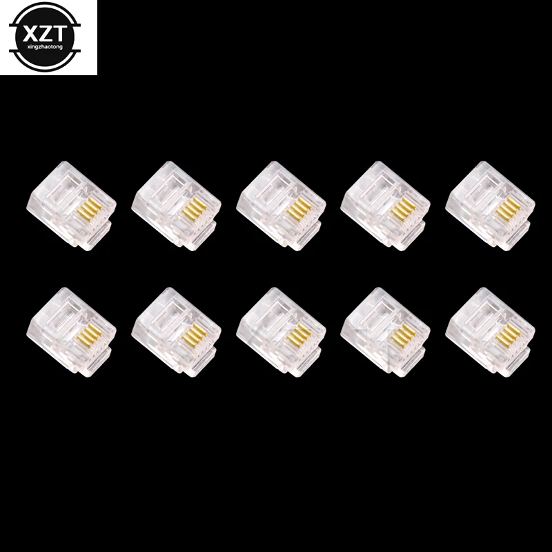 

High Quality 100pcs/Pack Durable 4 Core Telephone Network Connectors RJ11 6P4C connector Modular Plugs