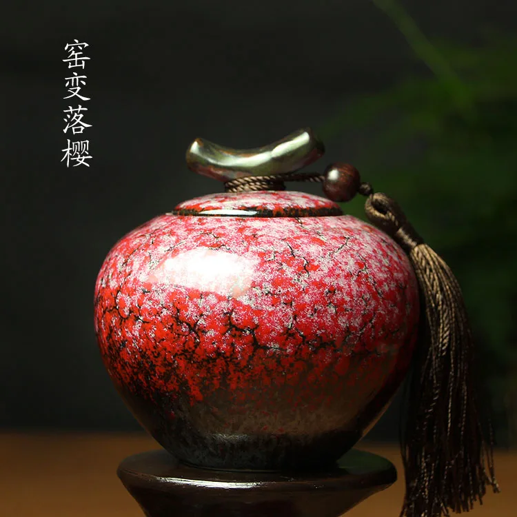 Exquisite Ceramic Tea Canister - Sealed Storage Pottery Jar Special Food Tank Jun Kiln Style Tea Caddy for Kitchen & Home