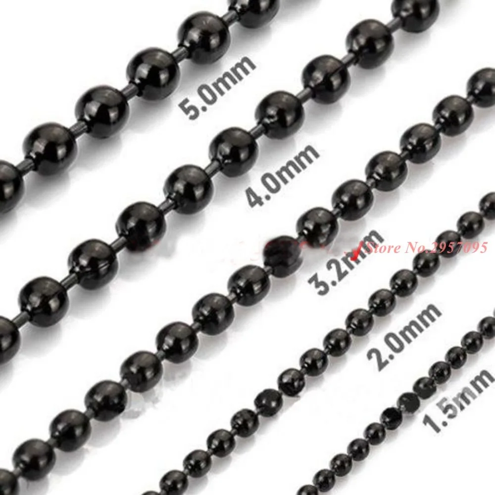 

Black Color Stainless Steel Necklace For Men Jewelry Wholesale Trendy Long Beads Ball Chain Necklace Trendy