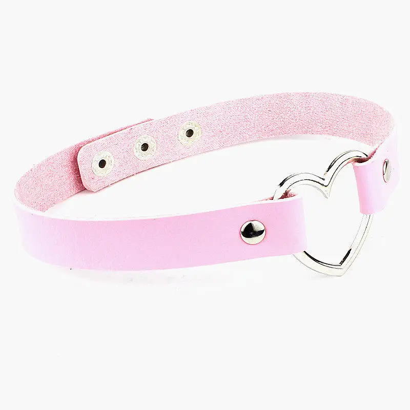 

Fashion Hot PU Leather Punk Heart Choker Necklace Rivet Buckle Collar Necklace Gift for Women Jewelry Valentine's Day Jewelry