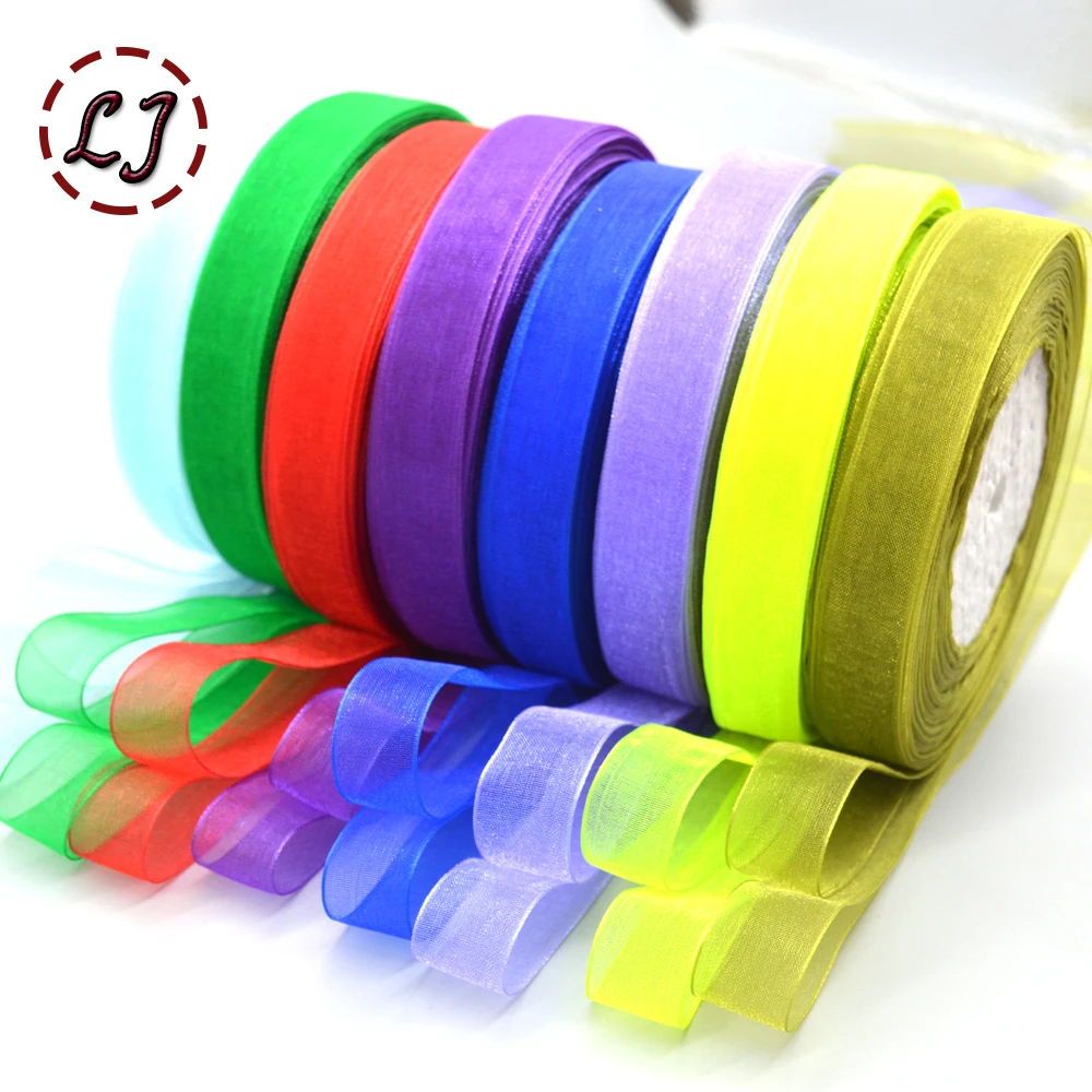 Brand high quality 10mm/15mm/20mm/25mm/40mm organza ribbon trim for wedding craft bow gift party decoration Wrapping riband DIY