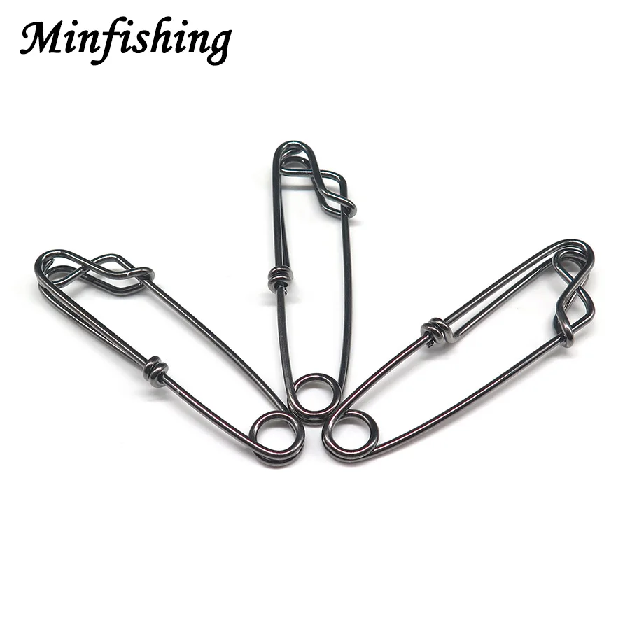 Minfishing 60pcs/lot Fishing Pin Stainless Steel Fishing Snap Ocean Boat fishing hook Connector Fishing Accessories Swivel