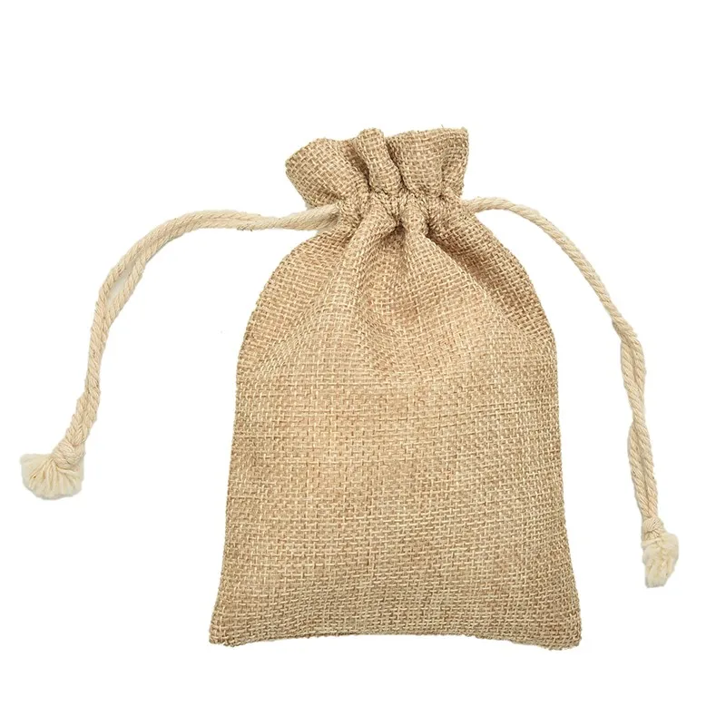 DIY Handmade Burlap Jute Drawstring Bags for Christmas Gift Candy Storage/ Wedding Decor/Soap 7x10cm
