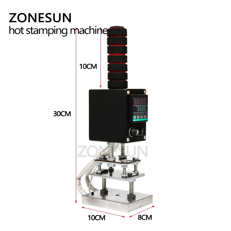 ZONESUN 8*10cm 500W Handheld Heat Press Machine leather wood paper manual logo embosser wood branding iron hot stamping machine