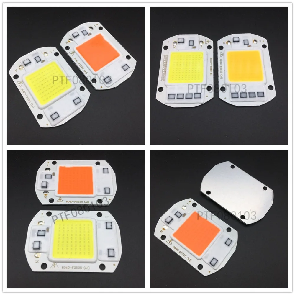 20W 30W 50W full spectrum 380-840nm white warm white LED Floodlight COB Chip 110V 220V Input Integrated Smart IC Driver