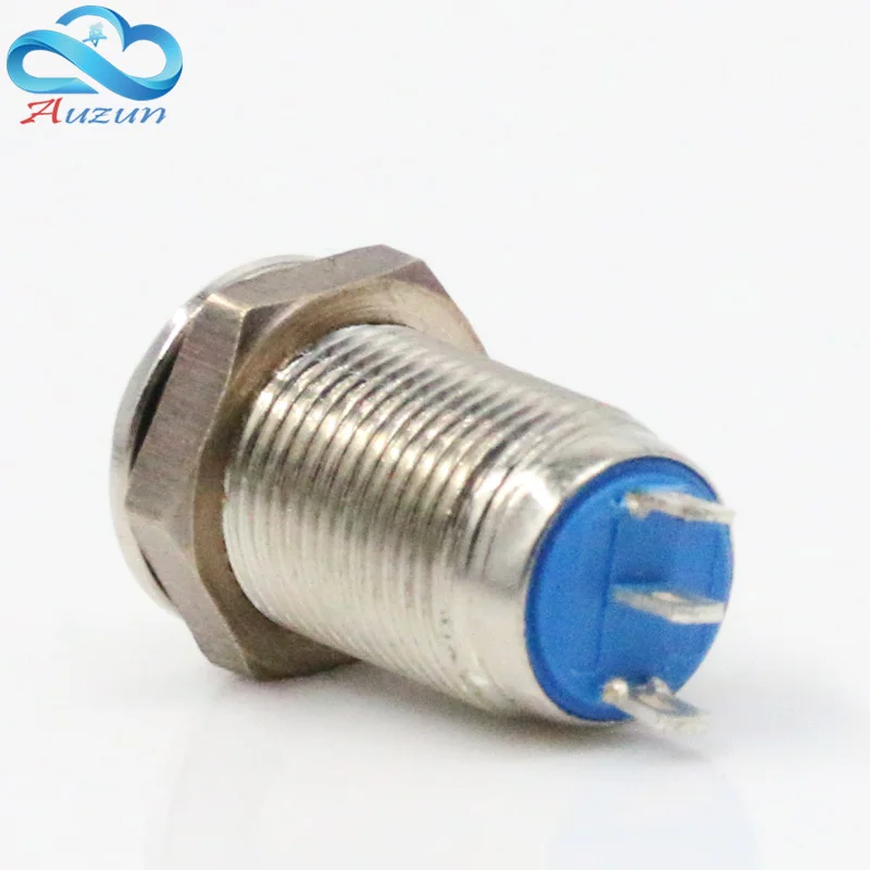 10 mm flat self-locking metal push button switch 1 normally open normally closed three feet