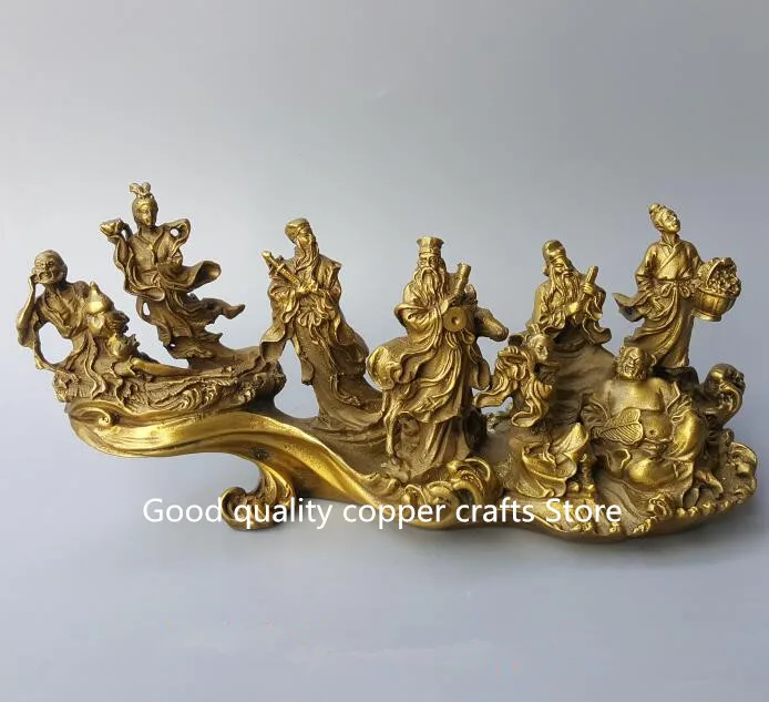 

China Collect brass Eight Immortals Crossing the Sea craft decoration statue