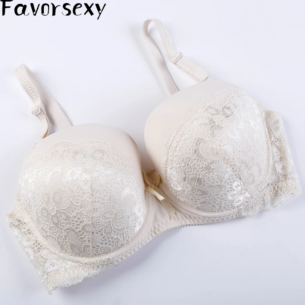 Women Sexy Underwire Padded Push Up Embroidery Lace Ladies Bra 34 36 38 40 42 44 D E Brassiere Bra Push Up Bras BH Lingerie