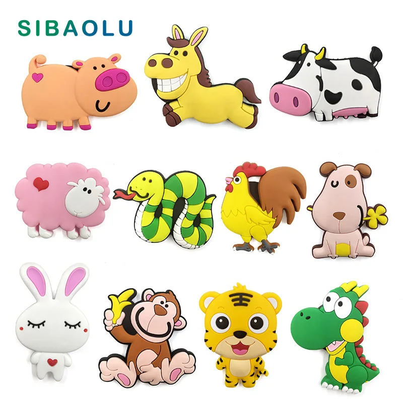 Dog Pig Rabbit silicone fridge magnets Cartoon animal whiteboard sticker Refrigerator Magnets Kids Message post Home Decoration