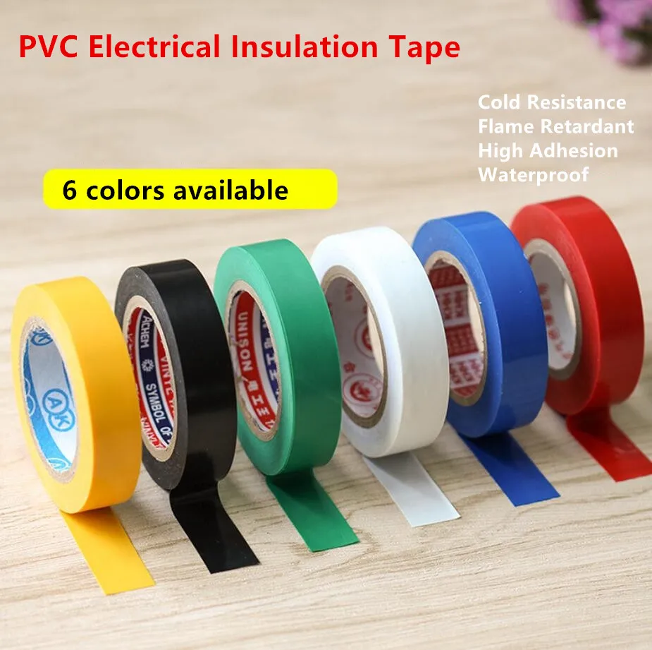 5/8\'\' (16mm) Width PVC Electrical Insulation Tape Self-Adhesive Waterproof High Viscosity Yellow Black Green White Blue Red Tape