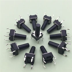 50 개/몫 6x6x12MM 4PIN G95 촉각 택트 푸시 버튼 마이크로 스위치 직접 셀프 리셋 DIP 상단 구리