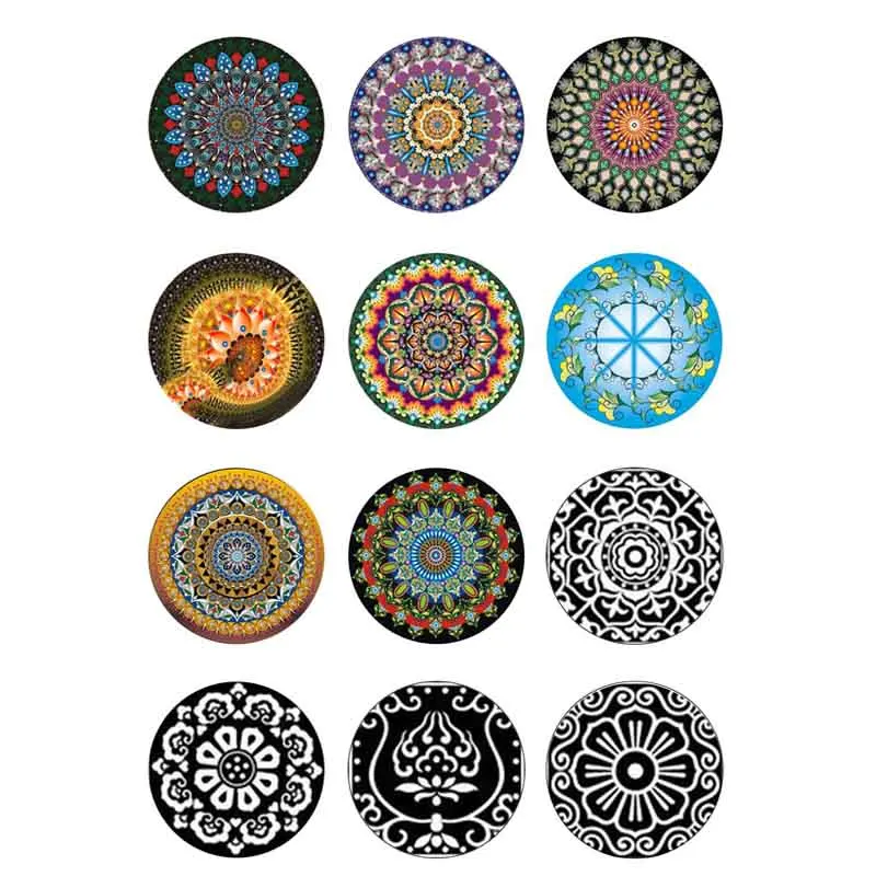 10mm 12mm 14mm 16mm 20mm 25mm 406 12pcs/lot Pattern Mix Round Glass Cabochon Jewelry Finding 18mm Snap Button Charm Bracelet