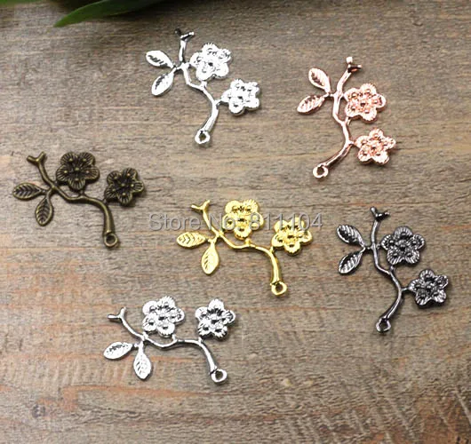 

29mm Multi-color Plated Brass Metal Blank Filigree Flower w/ a Loop Links Wraps Connectors DIY Jewelry Findings Connectors