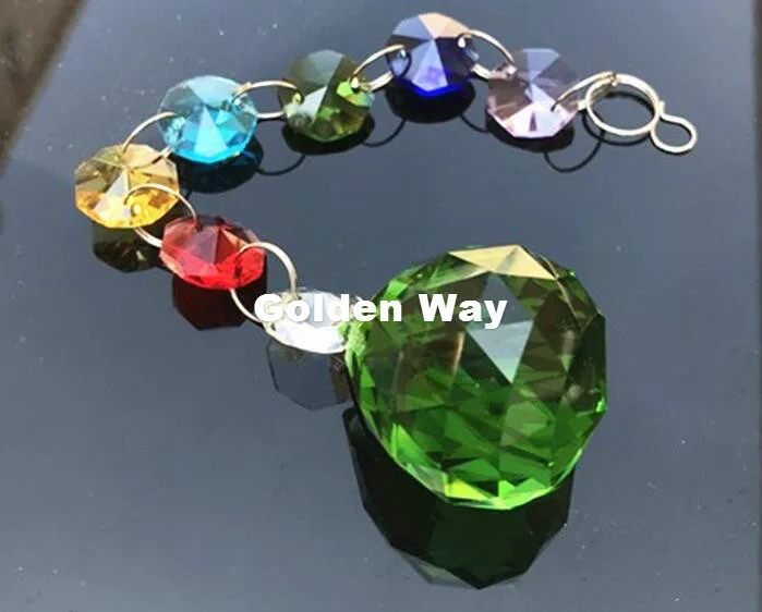 10pcs/Lot Mixed Color 195mm Length Colorful Octagon Beads Suncatcher Crystal Prisms Pendant For Chandelier Parts Home Decoration