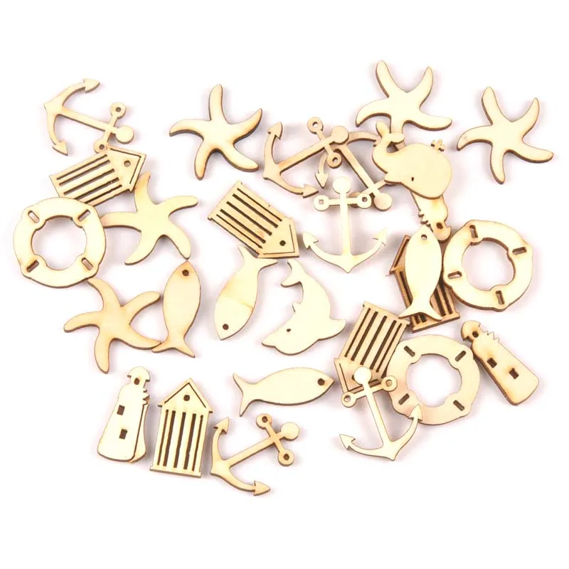 

40 шт., декоративные деревянные шкатулки для украшения дома, 27-31 мм