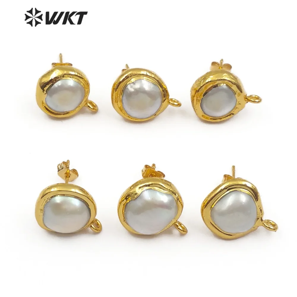 JF301 Natural Freshwater Pearl Earring Finding 10MM Round  Shape Pearl For Women Making Dainty Jewelry Earring Back