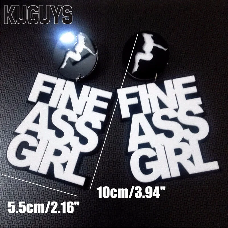 KUGUYS Super Big Acrylic Letters Large Drop Earrings for Women HipHop Rock Girls Accessories Fashion Jewelry