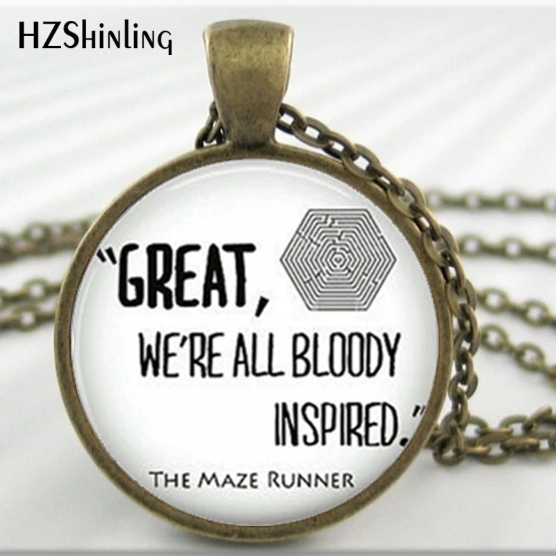 HZ--A571 New The Maze Runner Necklace Glass Quote Pendant Great Jewelry Glass Photo Pendant Necklace HZ1