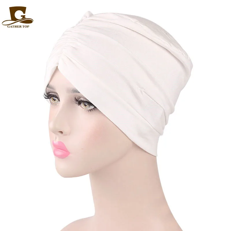 New Womens Soft Muslim Comfy Chemo Cap Sleep Turban Hat Liner for Cancer Hair Loss Cotton Headwear Head wrap Hair accessories