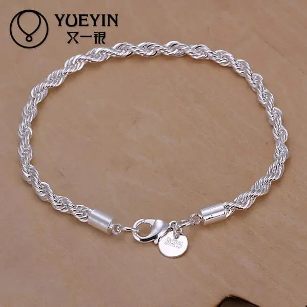 Silver Plated Bracelet For Women Men Lovers Unisex Couple Silvery Wedding Jewelry Hand Rope Chain Bracciali Trend Wholesale H207