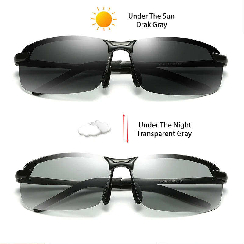 All-Weather Ray Brand New Designer Photochromic Sunglasses Men Polarized Fashion Discoloration Driving Vintage Eyewear Lens