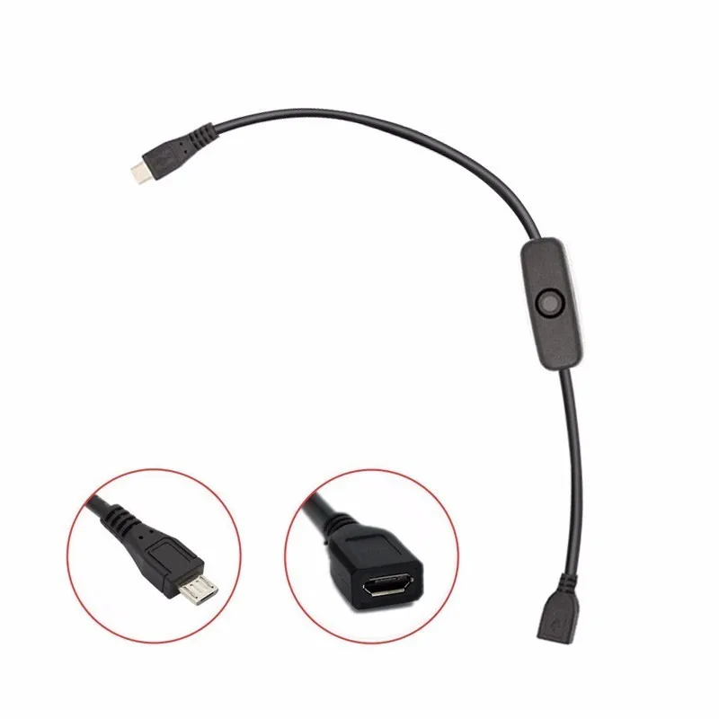 Aokin For Raspberry PI 3 Power Extension Cable USB Cable With ON/OFF Switch Power Control Toggle for Pi 3 Model B+/ B/2/Zero/w