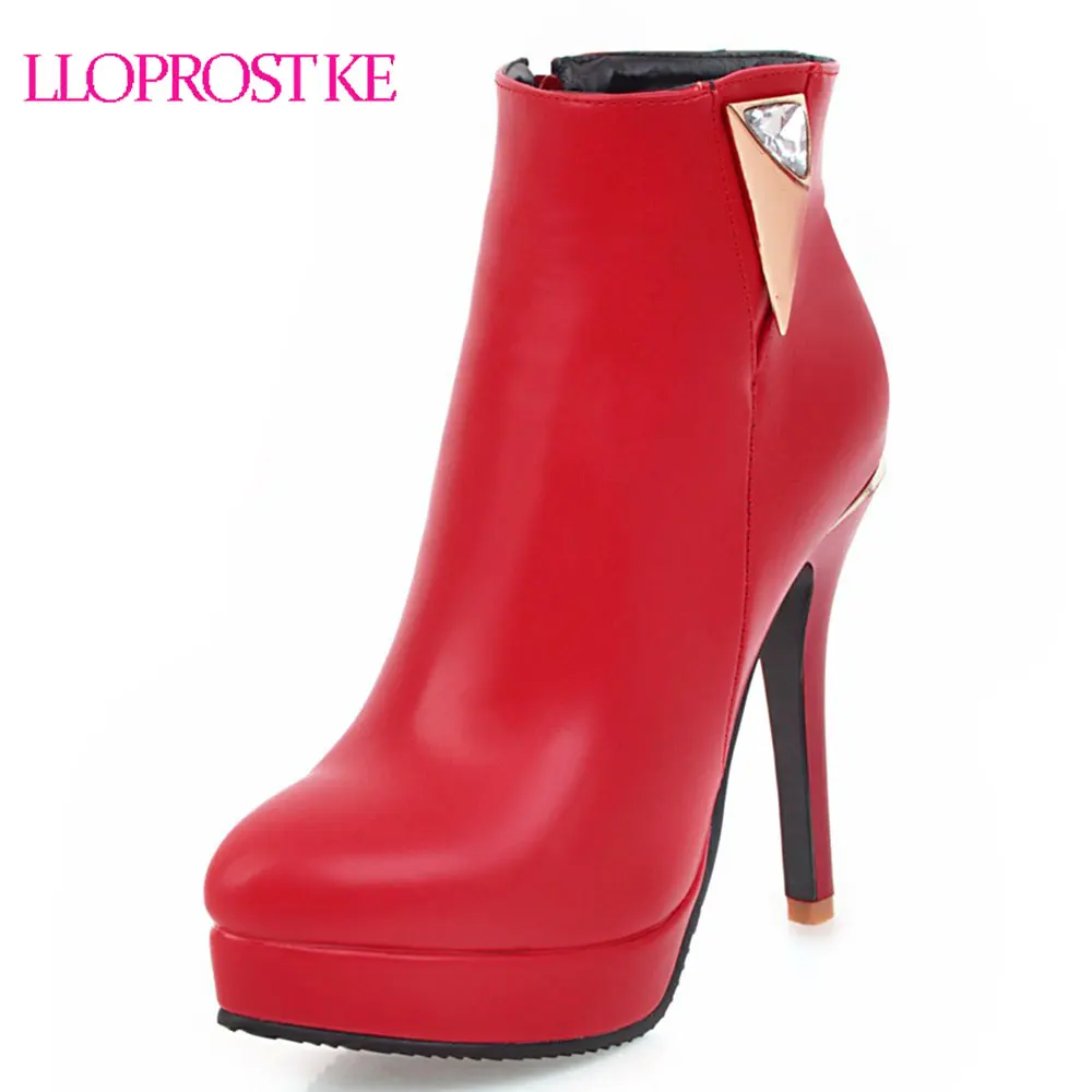 

Lloprost ke Women's Winter Boots 2018 New Style Ankle Boots Sexy Super High Heel Platform Women Shoes Side Zipper 33-48 D172