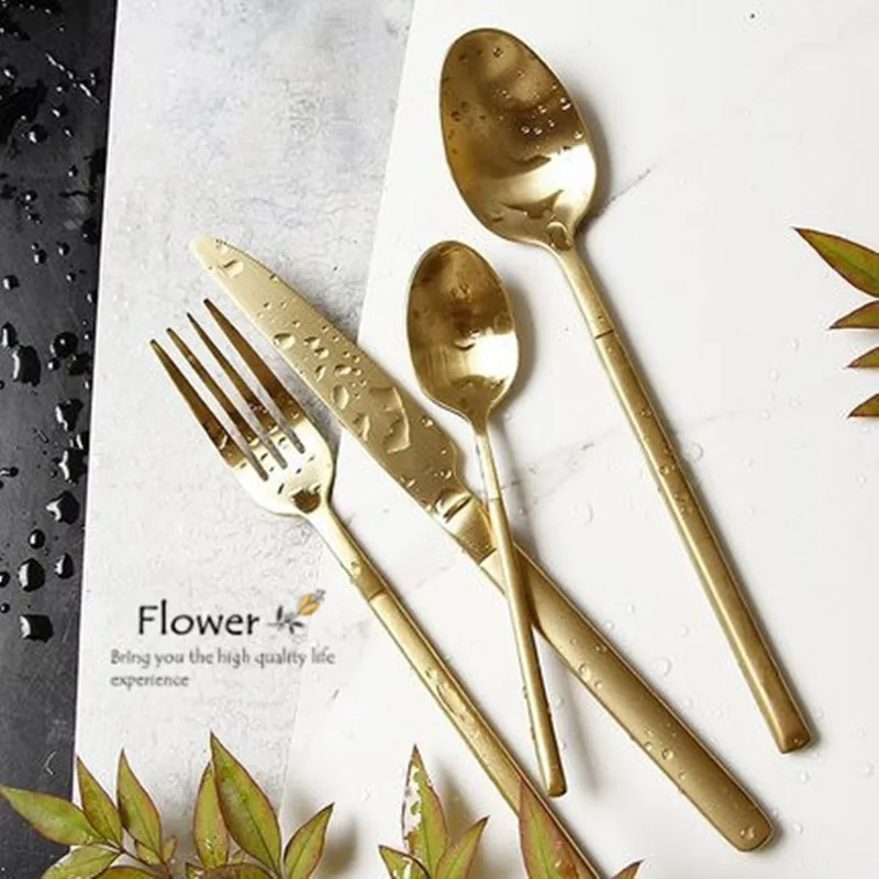 Luxurious Western Style Dinner Fork, Scoop Gold Plating Knife, Dinnerware Set, Hotel Dinner Service, Food Tools, 1Set