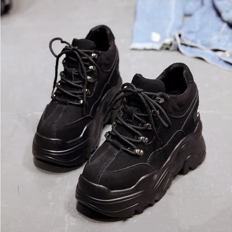 Women High Platform Shoes New Breathable Women Height Increasing Shoes 12 CM Thick Sole Trainers Sneakers Woman Deportivas Mujer