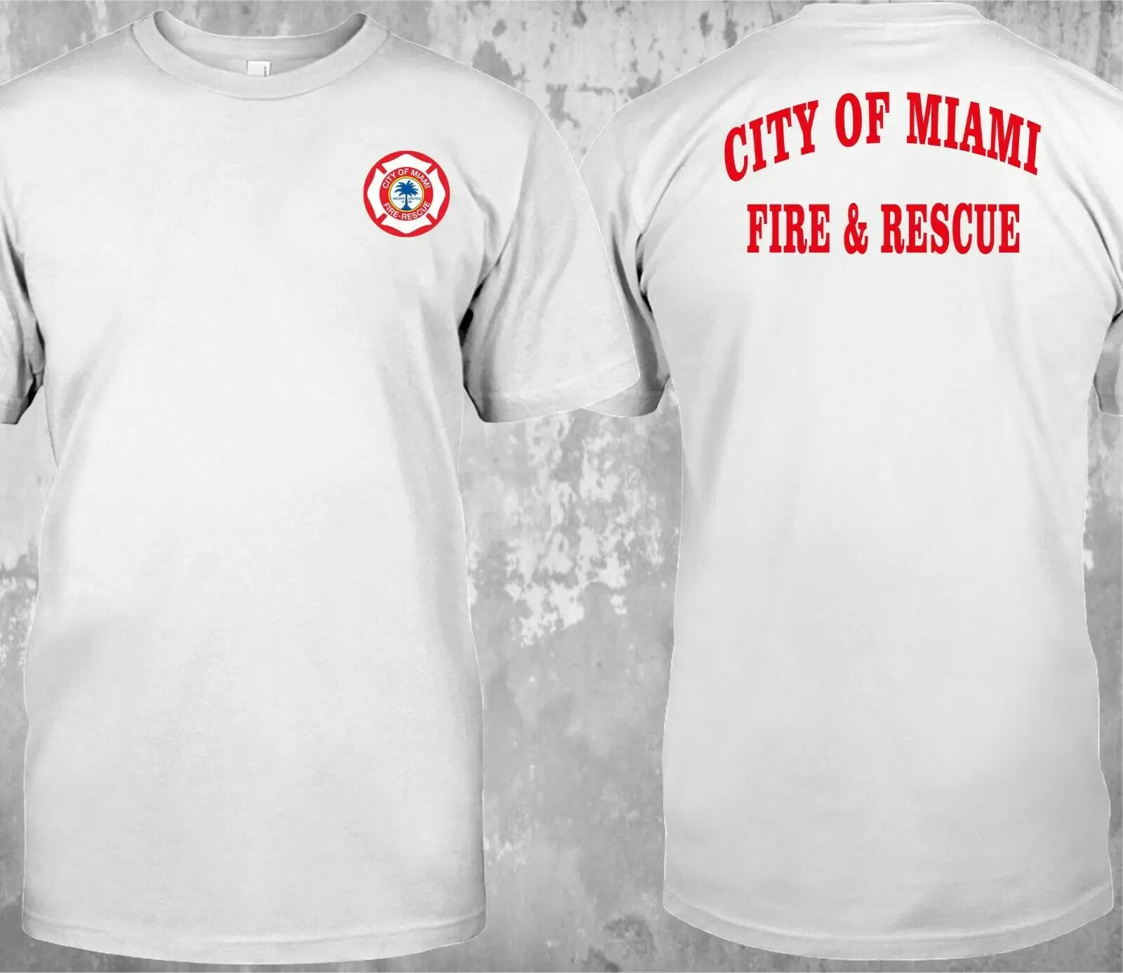 New City of Miami Fire Rescue Fire Department Firefighter Double Side T-Shirt 2019 Summer Men\'S Street Style Printing T Shirts